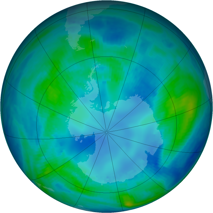 Antarctic ozone map for 25 April 2000